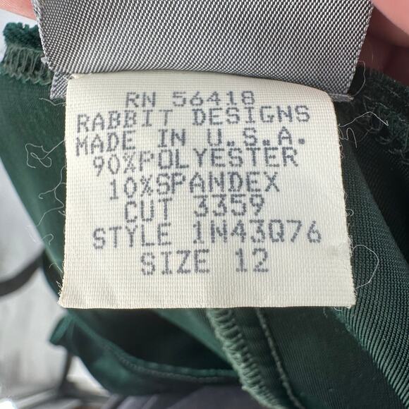 Rabbit Rabbit Rabbit Designs 90s VTG Green Velvet Formal Maxi Dress Womens 12 - Picture 8 of 11